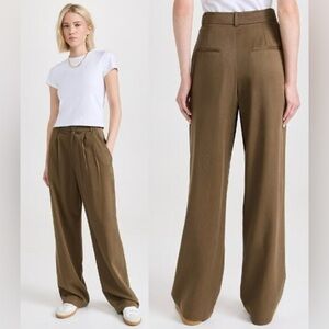 NWT Reformation Mason Pants Size 8 in Woodland Brown High Waist Trousers